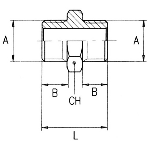 Dessin technique de Barrette cylindrique mâle-mâle 100